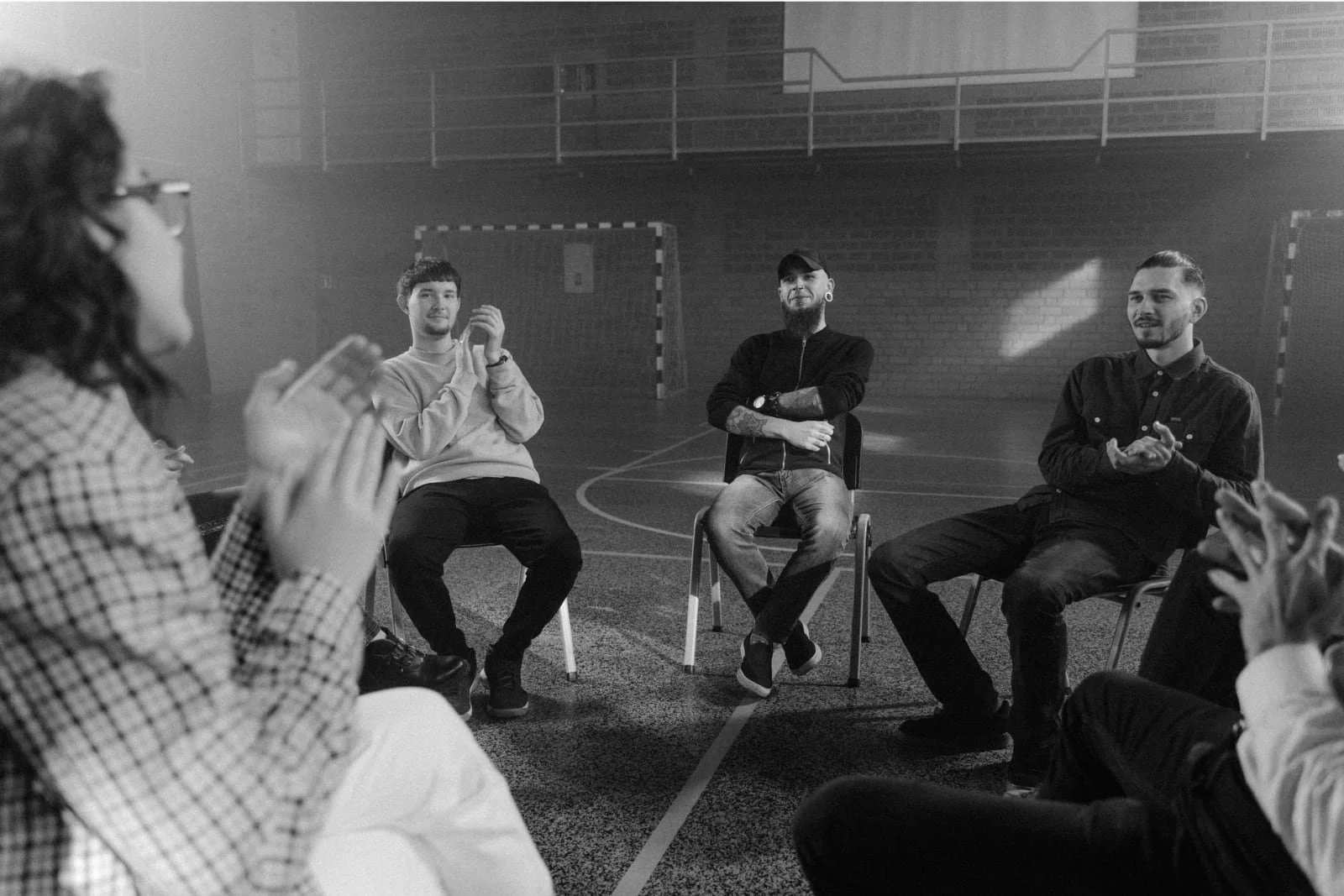 Group of students discussing indoors