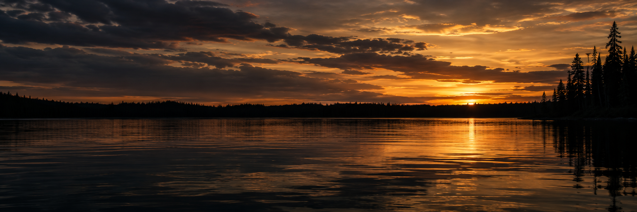 Atmospheric lake at sunset