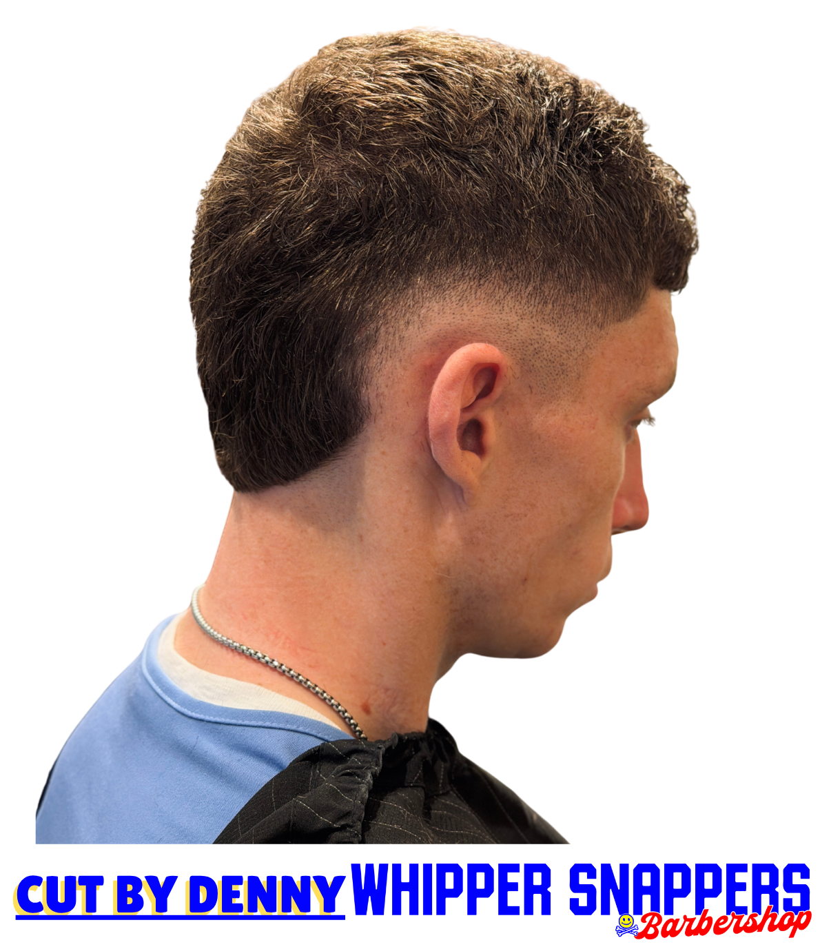 Barber cut, short burst fade