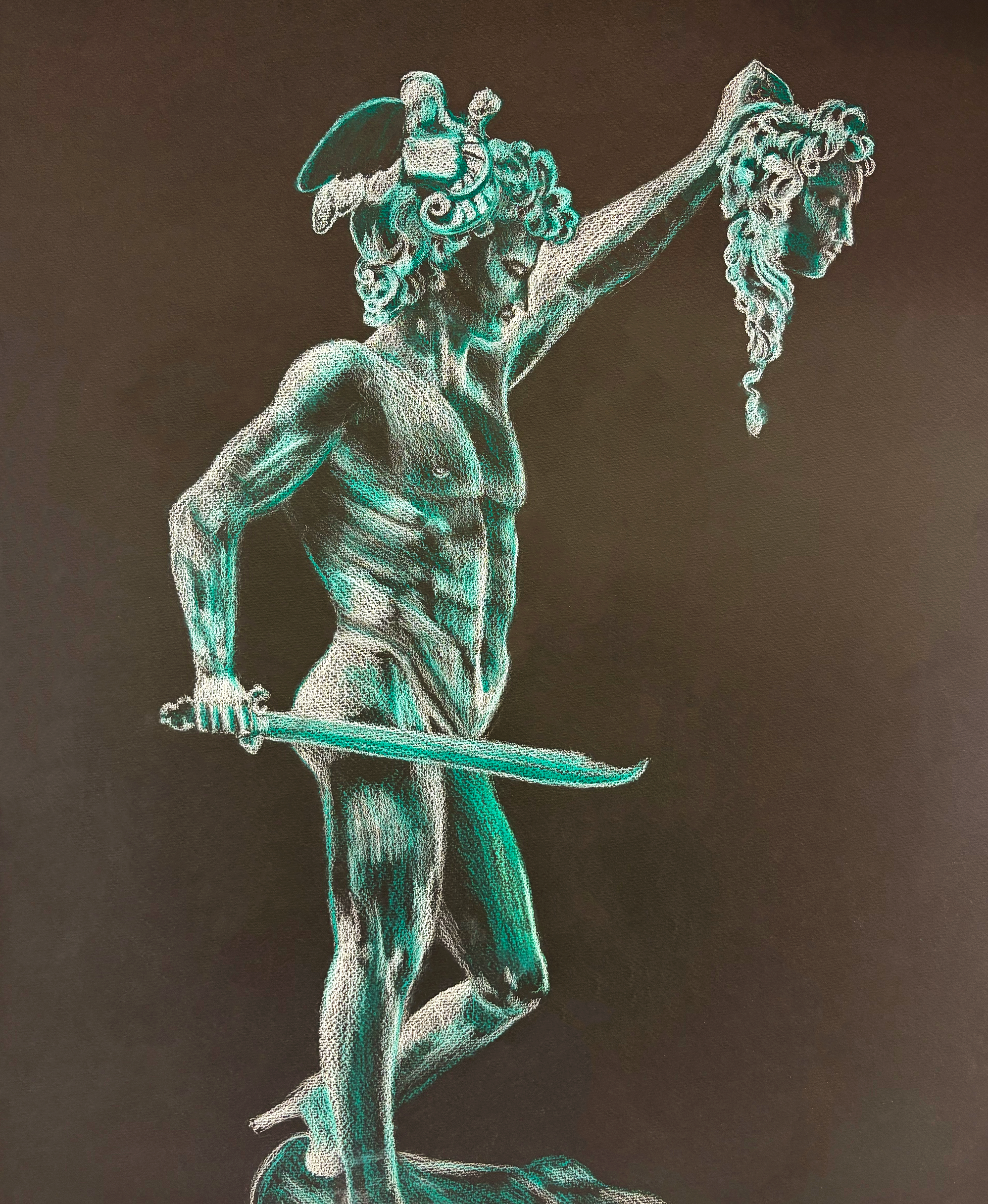 Perseus cutting off the head of medusa
18x24"
conte on paper
