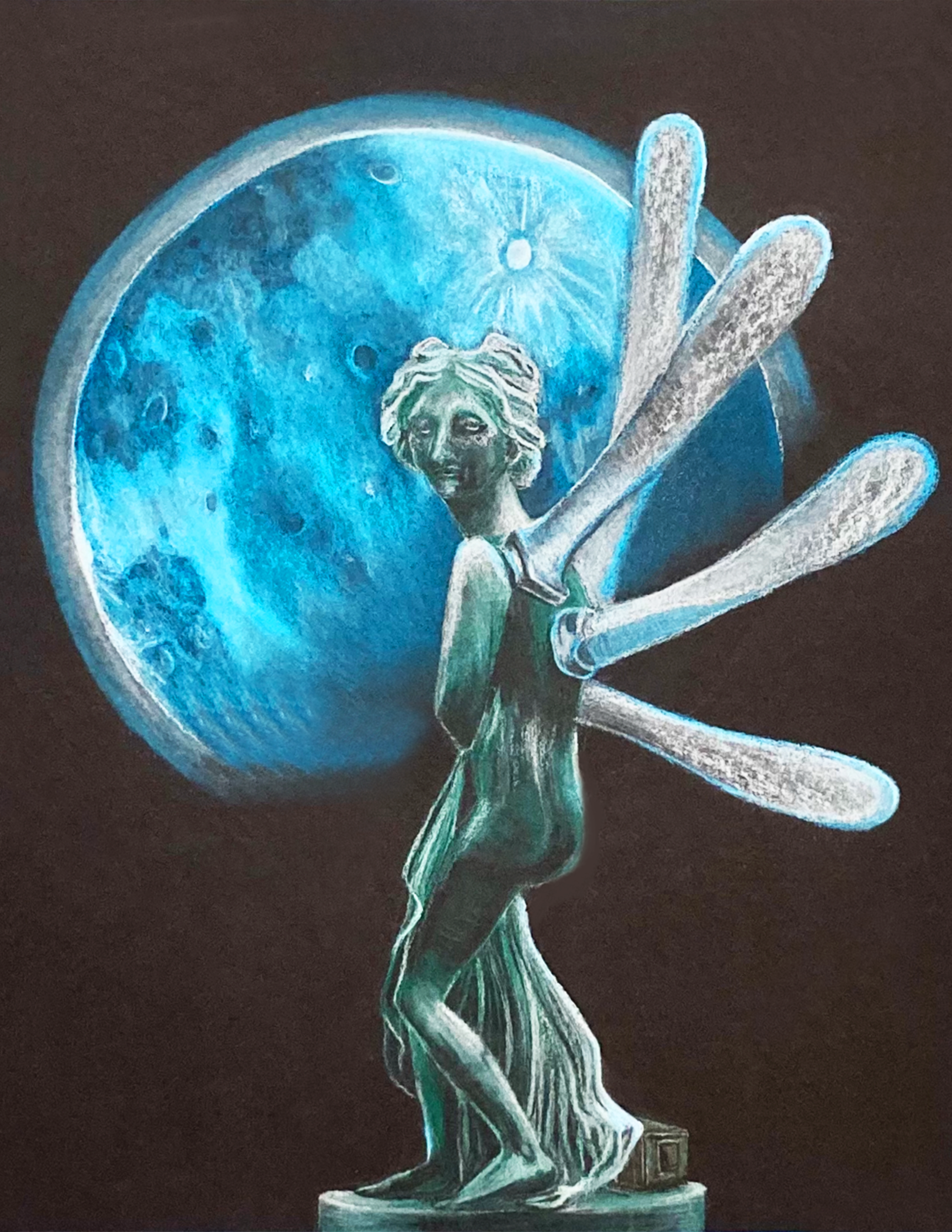 MOONLIT SCULPTURE,
18X24"
CONTE ON PAPER
