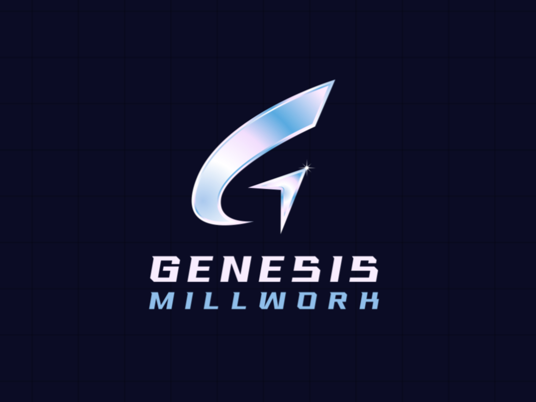 Logo of Genesis Millwork, featuring a stylized letter 'G' with a star, and text 'Genesis Millwork' in stylized font.