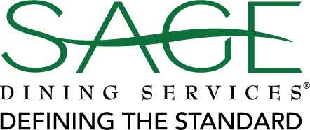 SAGE Dining Services logo with the word 'SAGE' in large green letters and 'Dining Services' in smaller grey letters beneath.