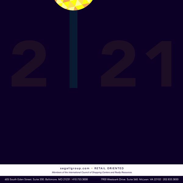 Image of a countdown timer showing the year 2021 with a yellow and pink ball at the top.
