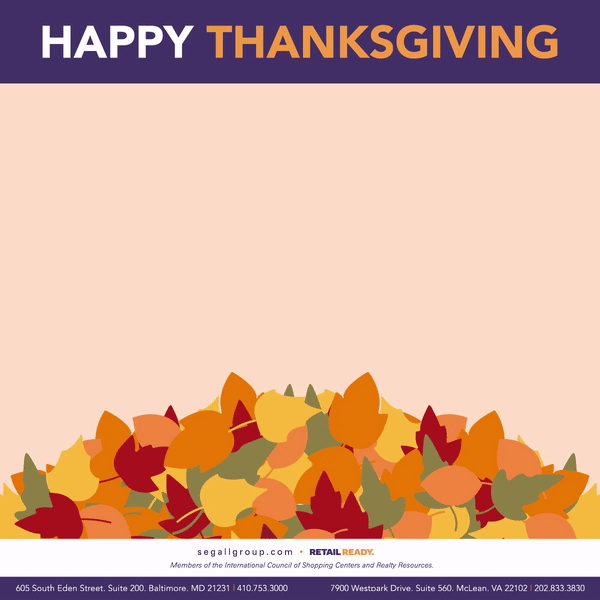 Thanksgiving greeting with autumn leaves at the bottom and 