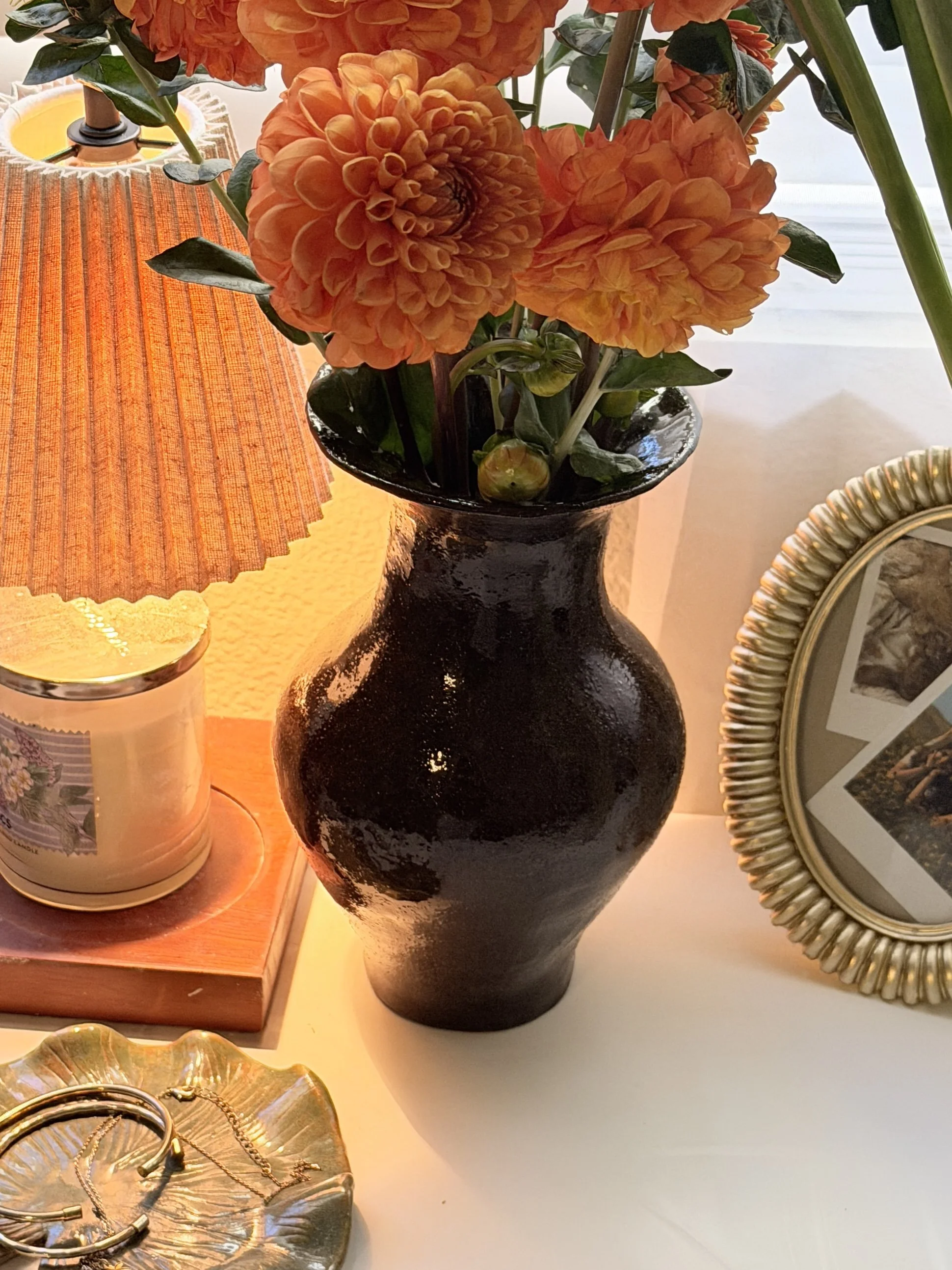 brown clay vase
