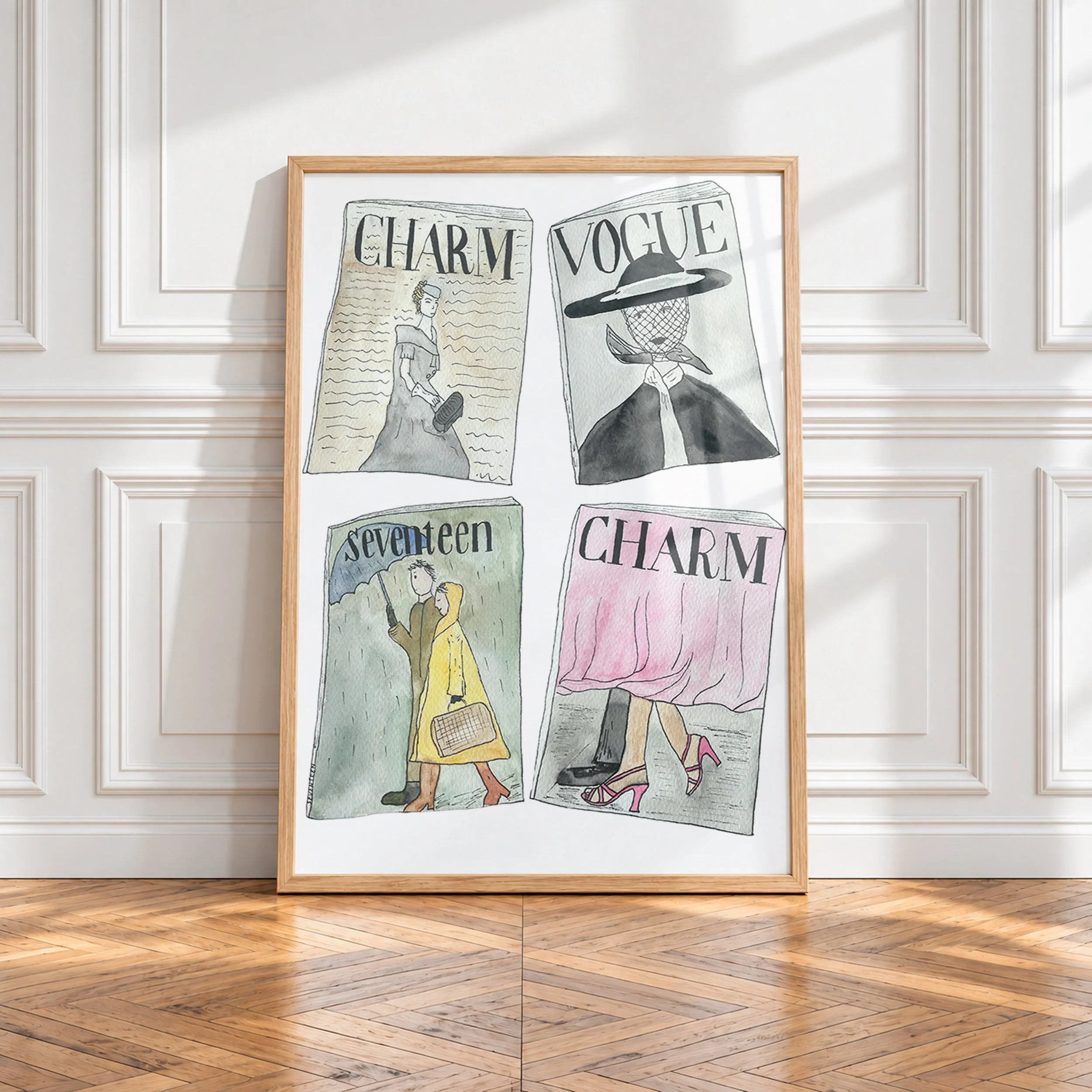 vintage magazines - watercolour