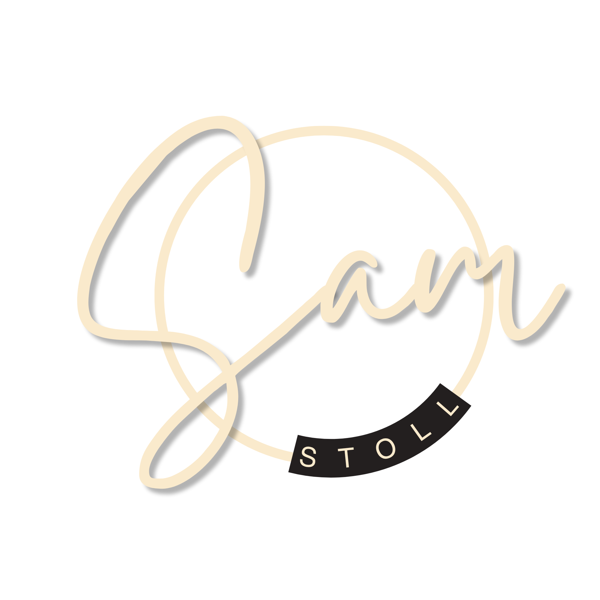 Illustrated black bowler hat with cream-colored cursive lettering and a black band reading “STOL.”