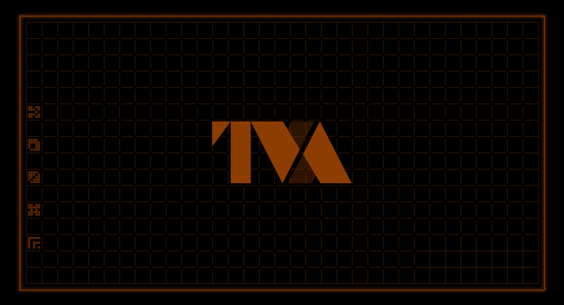 TVA logo exploration: logo on a grid monitor layout with side indicators