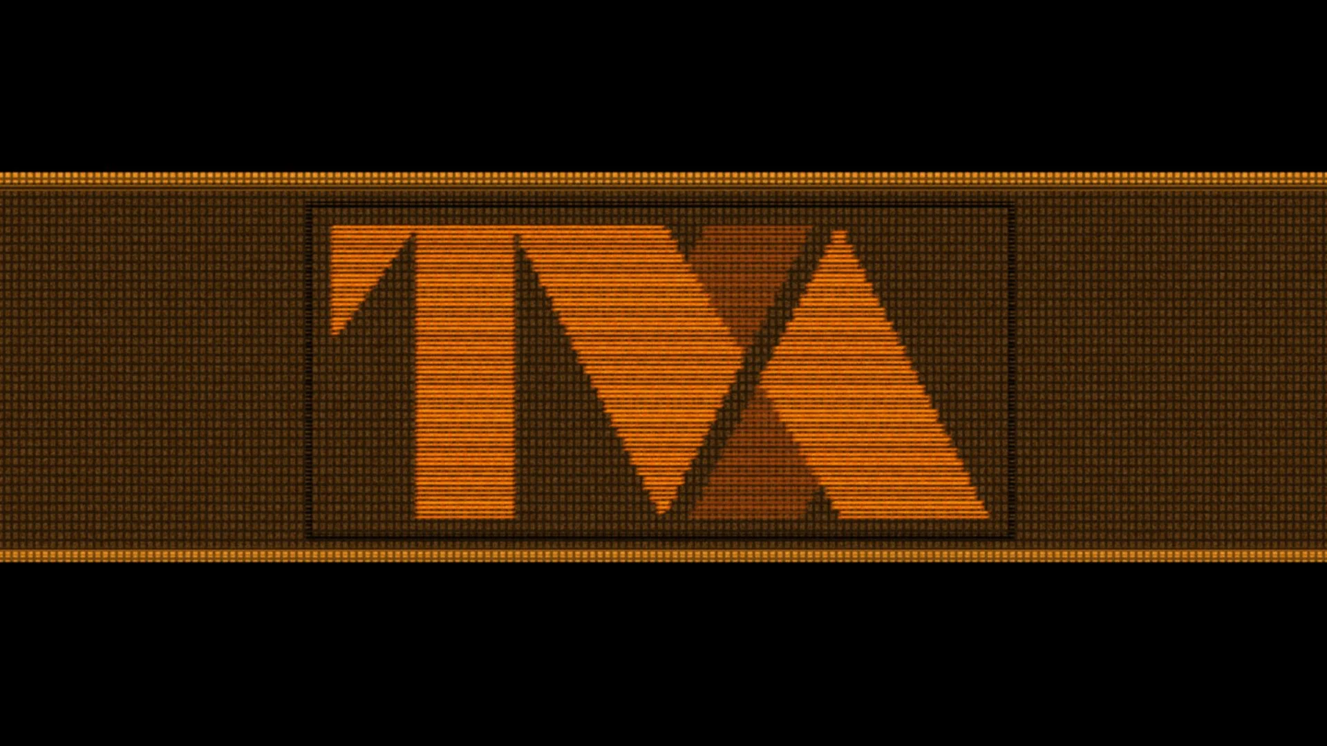 TVA logo exploration: logo inside a framed orange scanline banner