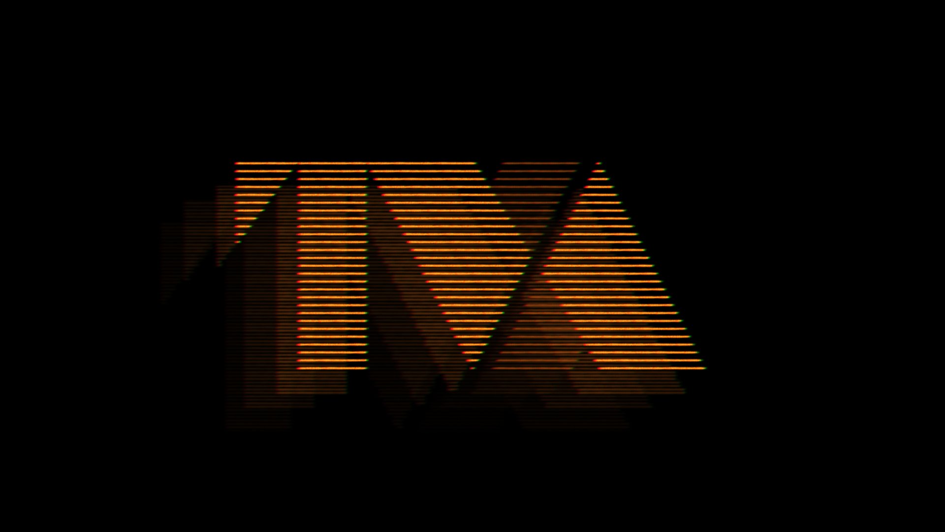 TVA logo exploration: dim brown scanline letters dissolving at the edges