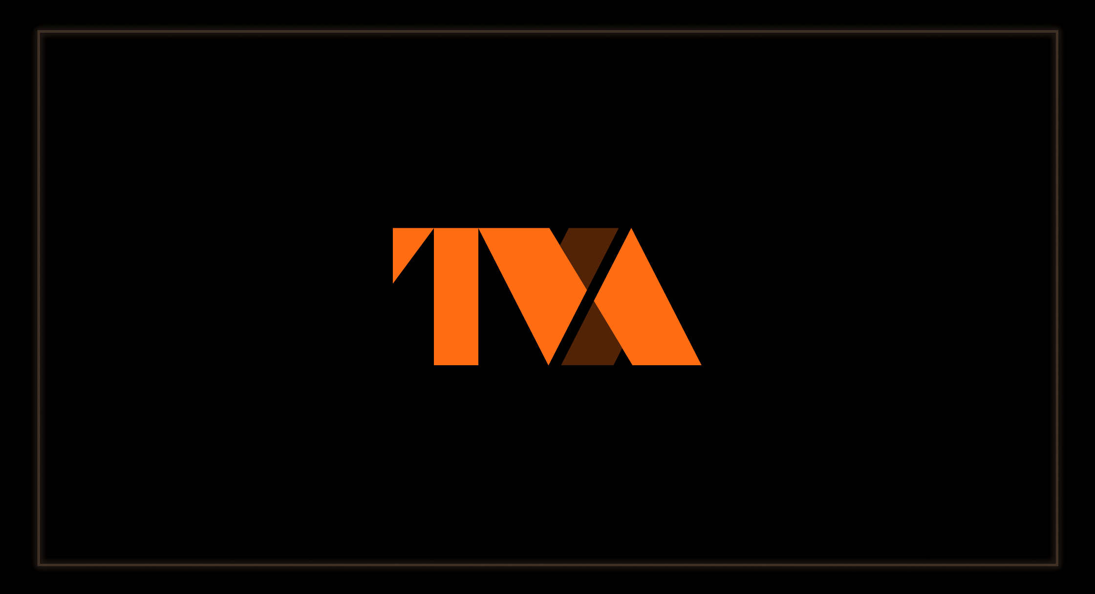 TVA logo exploration: bright orange logo in a dark frame