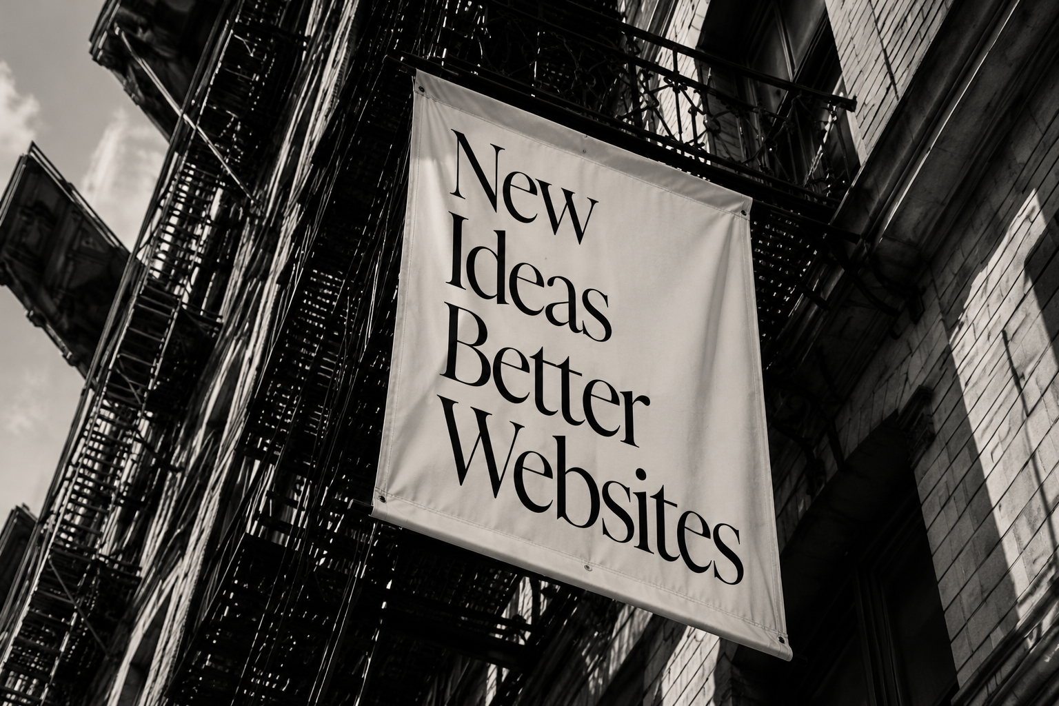 Photo of New York, with a banner reading "New Ideas Better Websites."