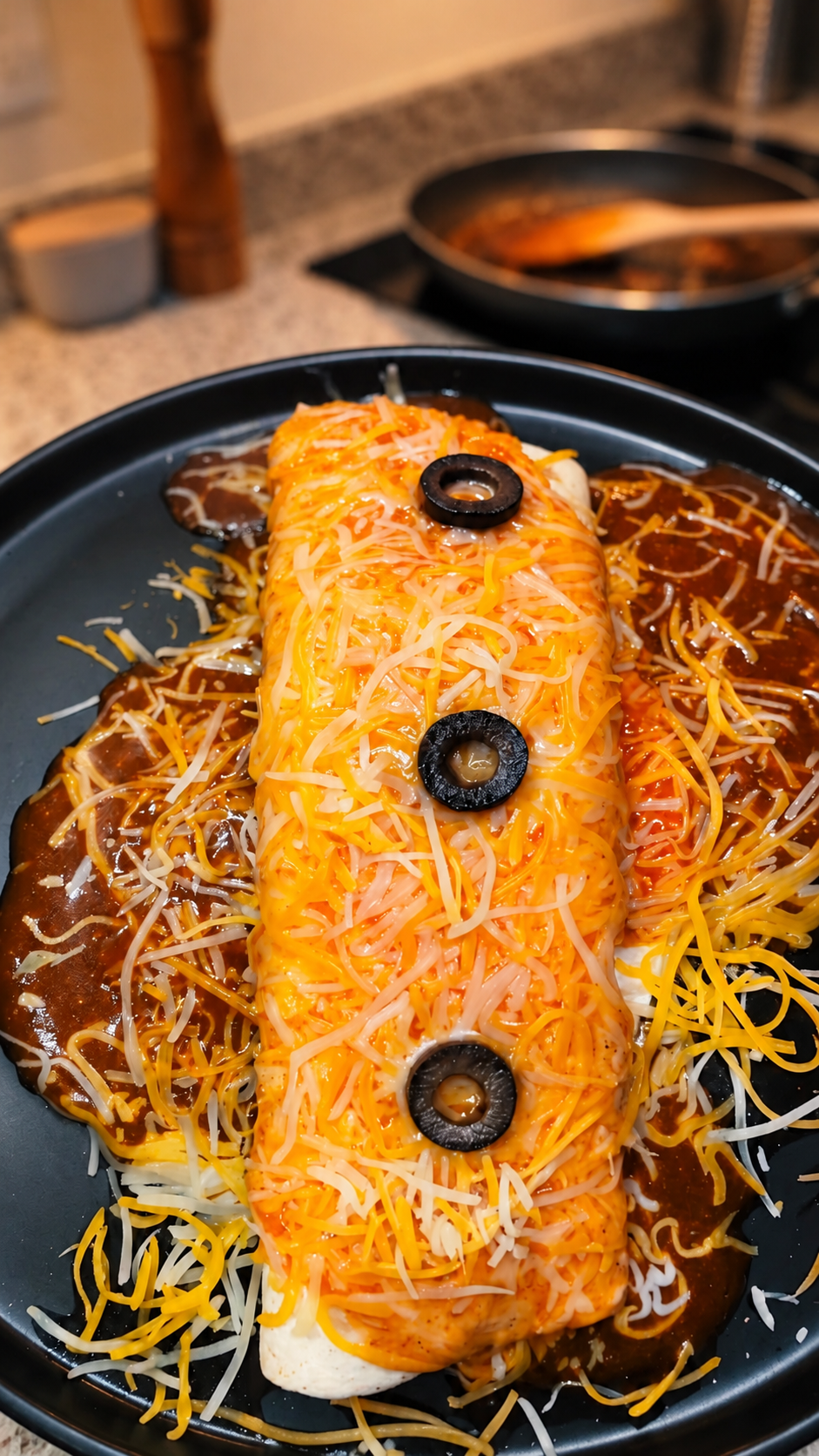 Cheesy Saucy Burrito with Black Olives.png