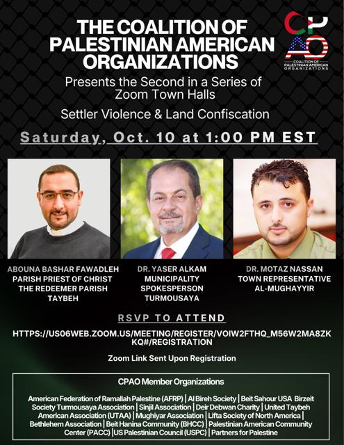 CAPO Town Hall #2: Settler Violence and Land Confiscation