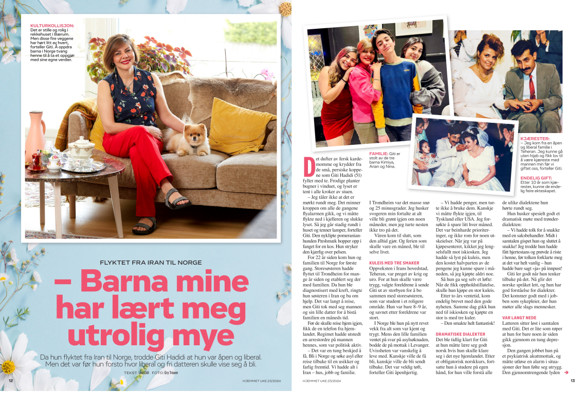 Featurereportasje i Hjemmet.