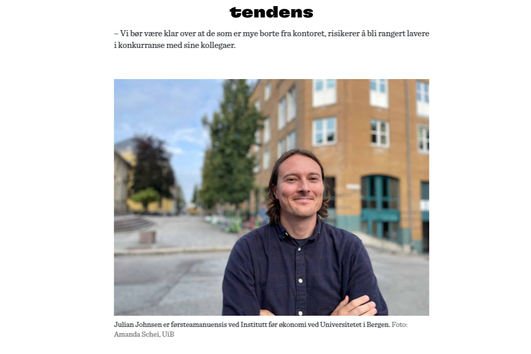 Prisen for en fleksibel arbeidshverdag. Artikkel i Samfunnsviternes magasin, Tendens.