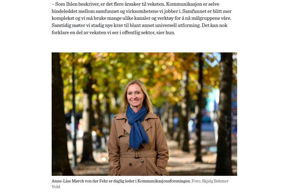 Må forsvare offentlig kommunikasjonsarbeid. Artikkel i Samfunnsviternes magasin, Tendens.