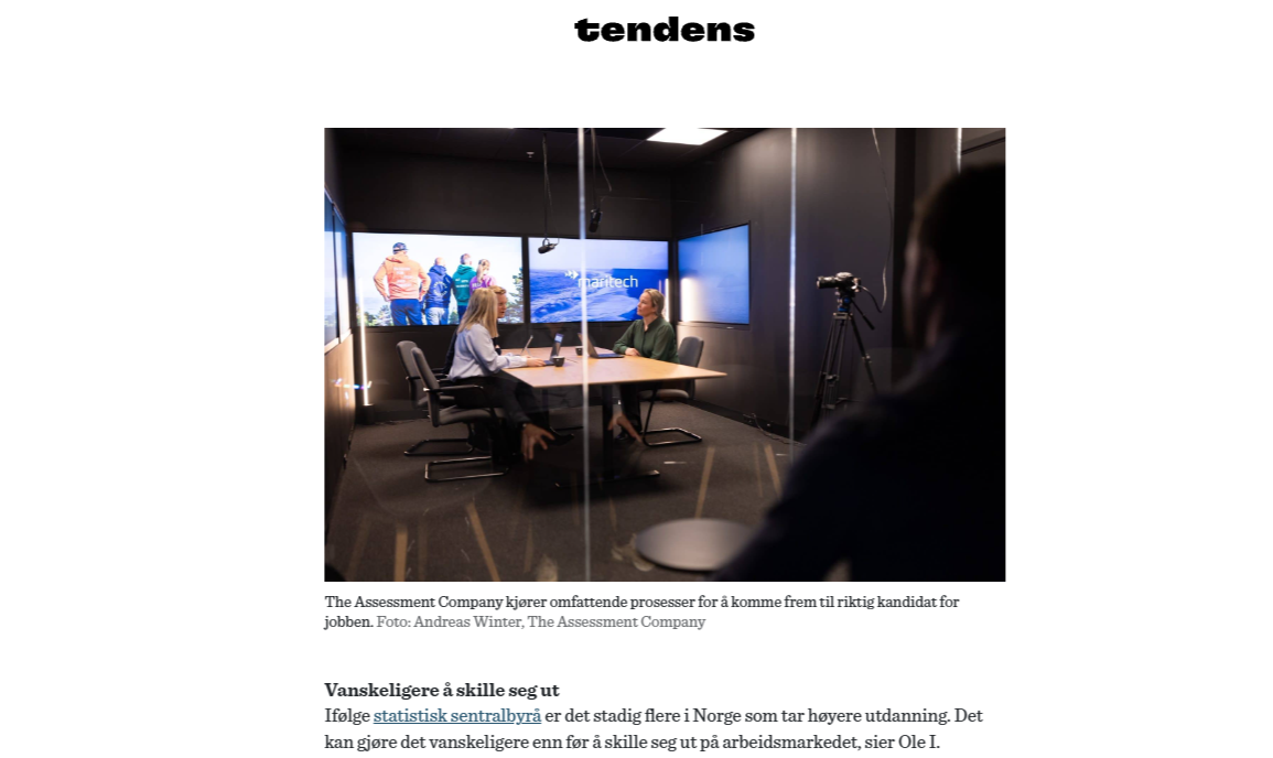 Når jobbintervjuet blir en eksamen. Artikkel i Samfunnsviternes magasin, Tendens.