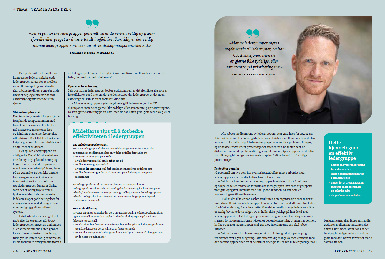 Slik blir ledergruppen mer effektiv. Intervju med Thomas Nesset Midelfart for Ledernytt.