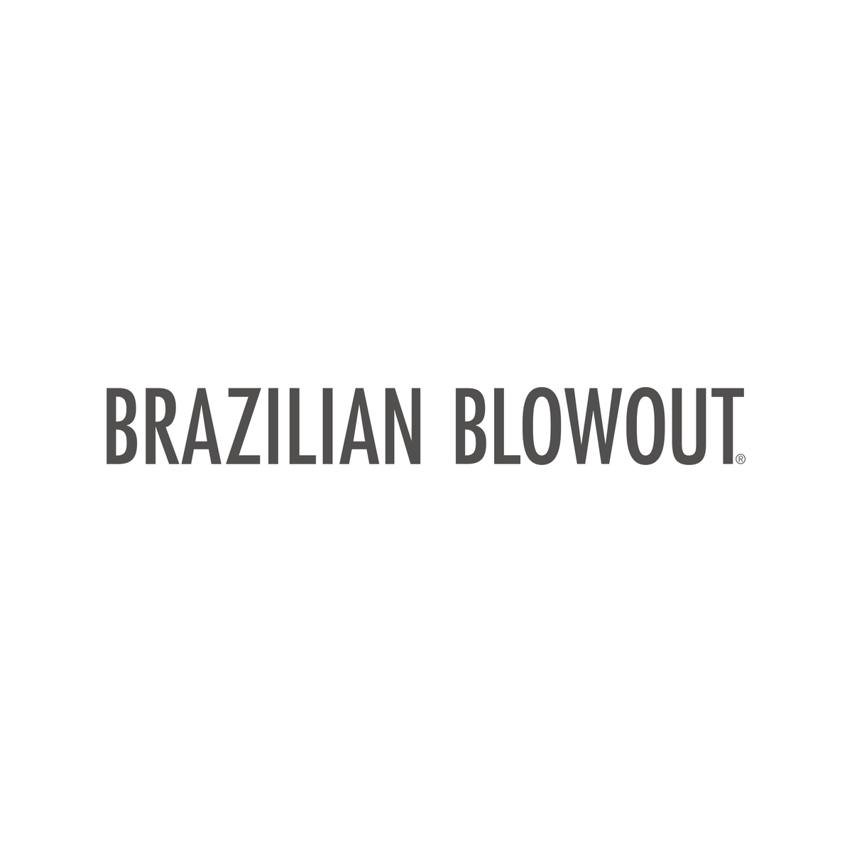 Simplistic white background with the bold text 'Brazilian Blowout' in dark gray at the center.