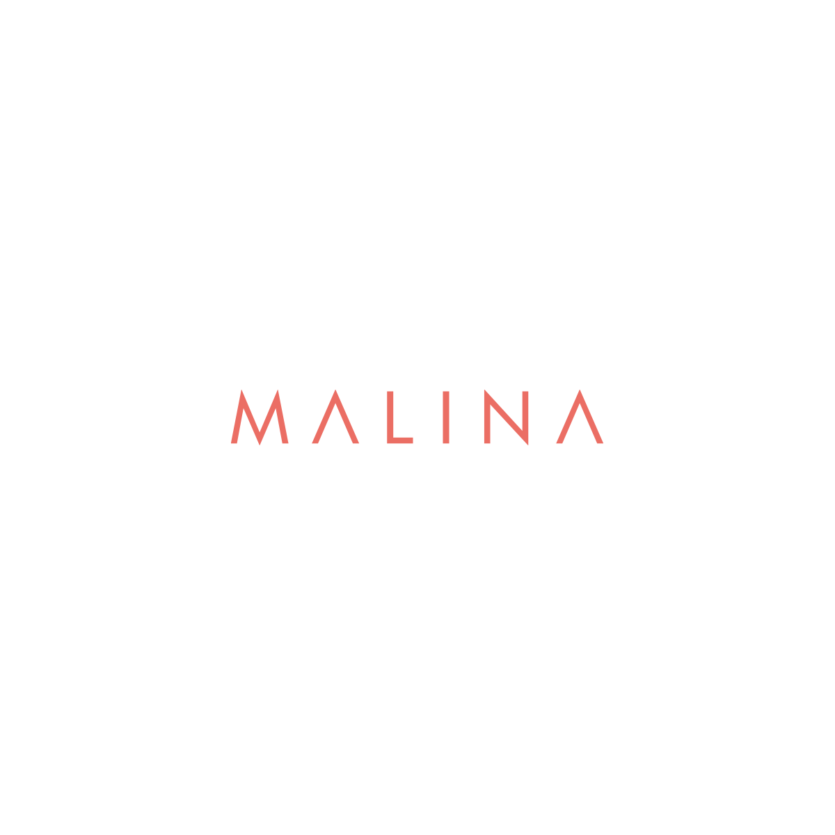 A white background with the word 'MALINA' written in pink, stylized uppercase letters in the center.