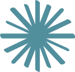 A blue graphic resembling a burst or explosion with radial lines.