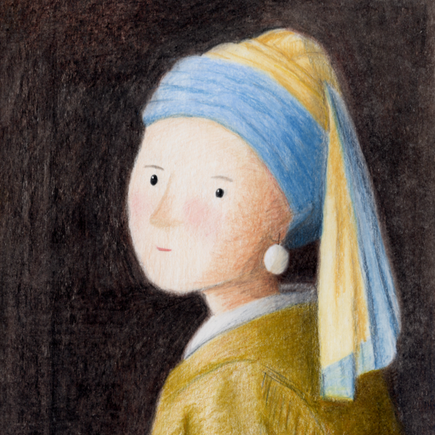 Leila Nabih's interpretation of the famous painting by Johannes Vermeer, "The Girl with a Pearl Earring"