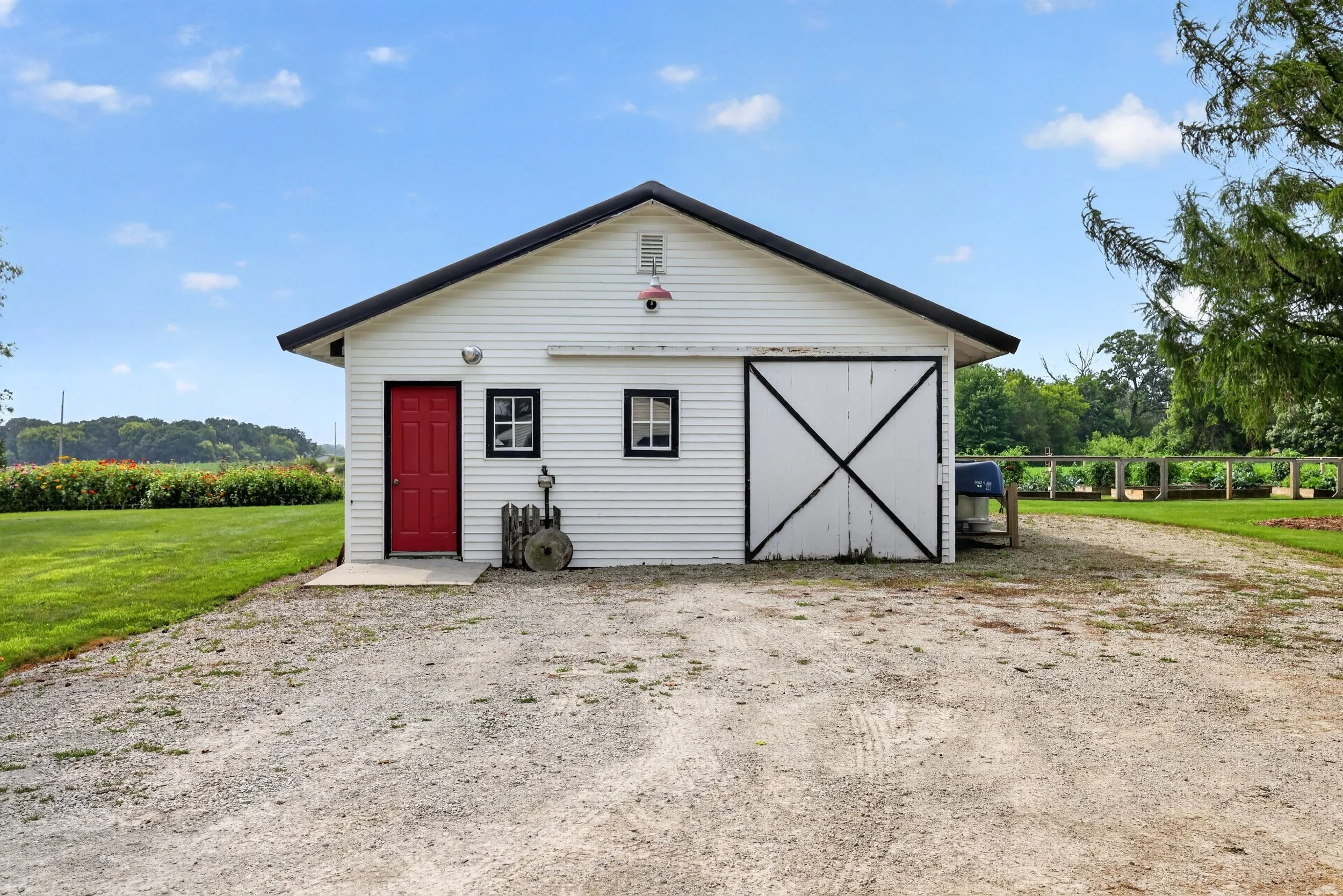 White barn on rural acreage in Southeast Minnesota