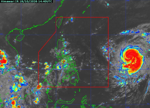Satellite rendering shows Typhoon Champi taken on Oct. 18, 2026.