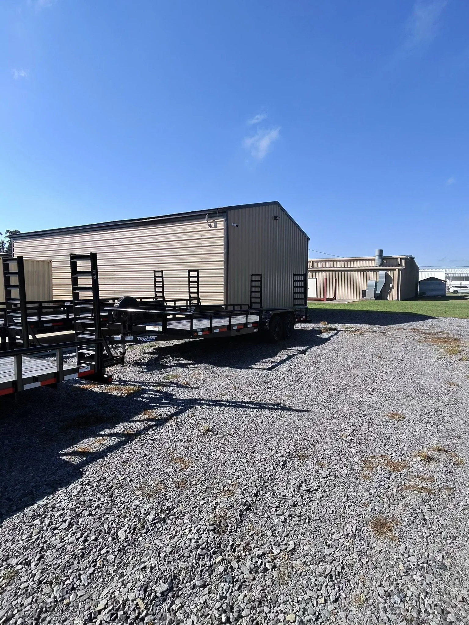 Equipment trailers for sale outside the Tri-Parish trailer shop in Houma
