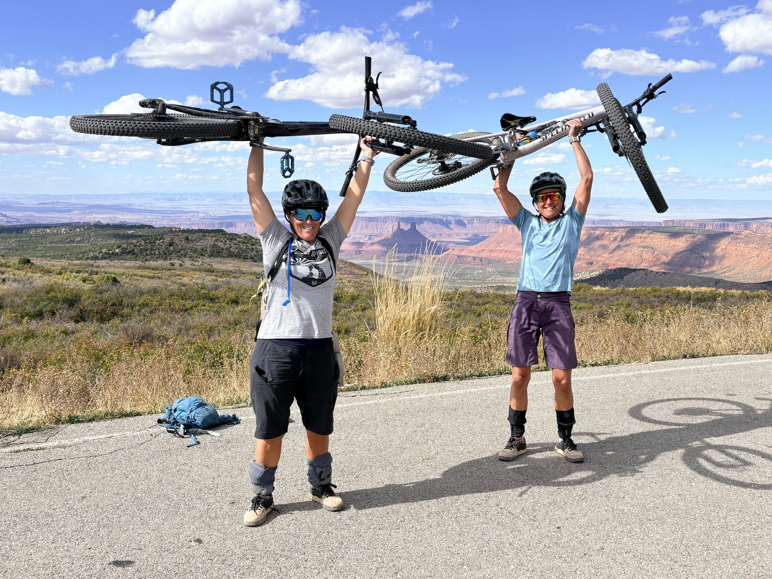 Mountain bikers showing off 
