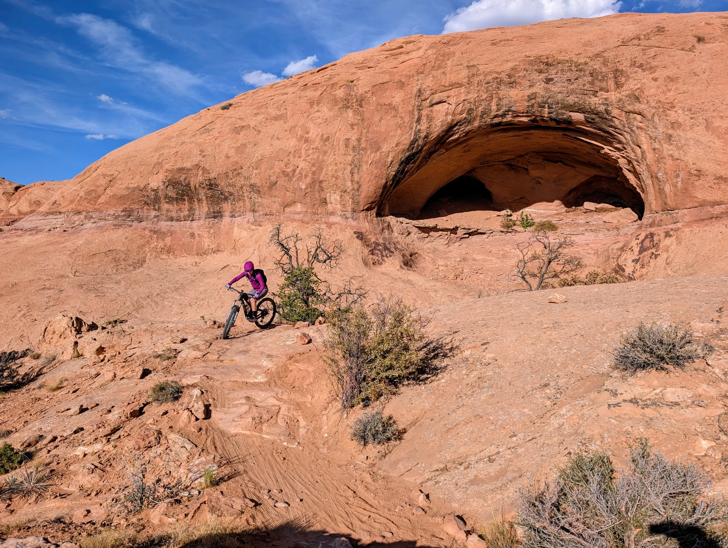 mountain biker on sandstone single track