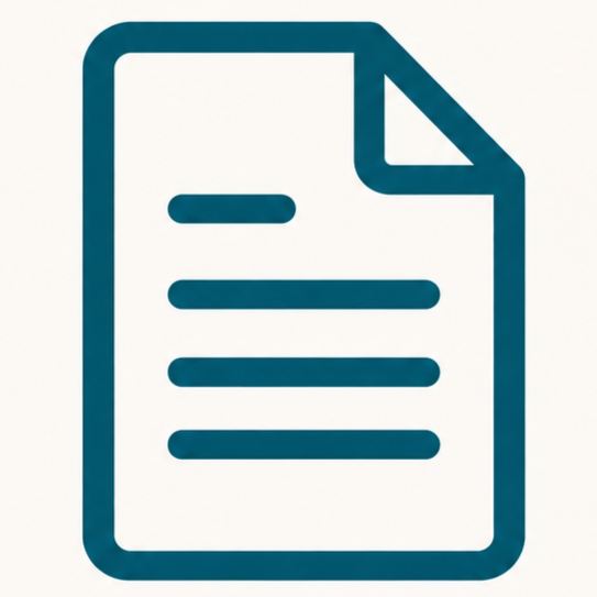Icon of a document or file with text lines and a folded corner.