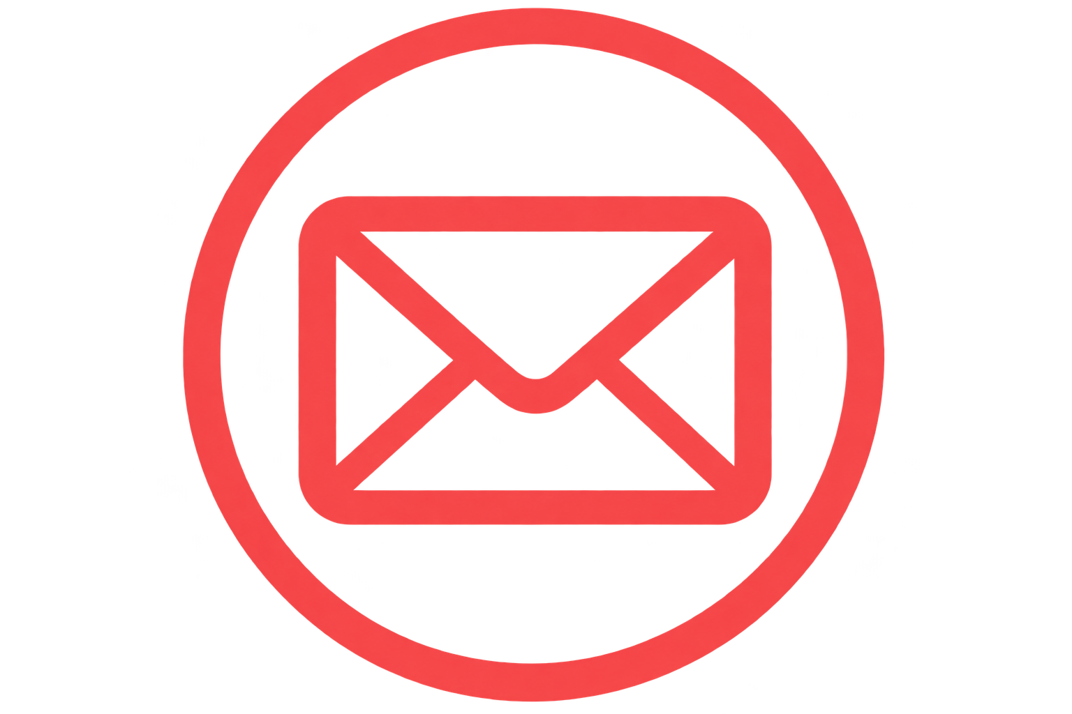 A glowing red circular icon with a white envelope and a paper plane symbol inside, representing email or messaging.