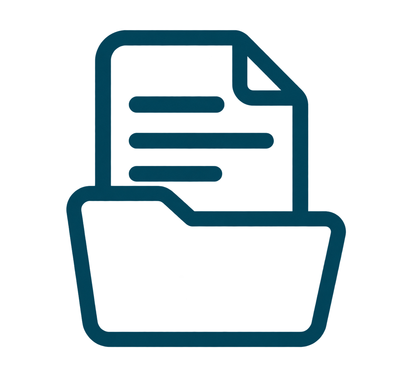 Outline of a file folder with a document inside it, representing file storage or document management.