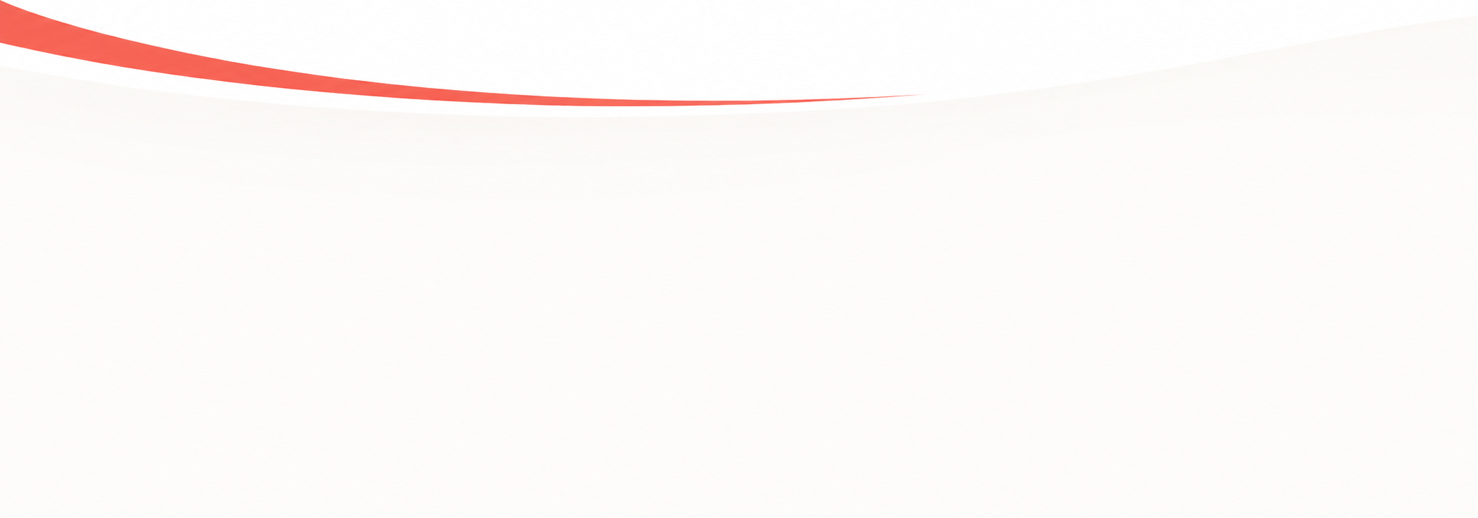 A white background with red and light reddish curved lines at the top.