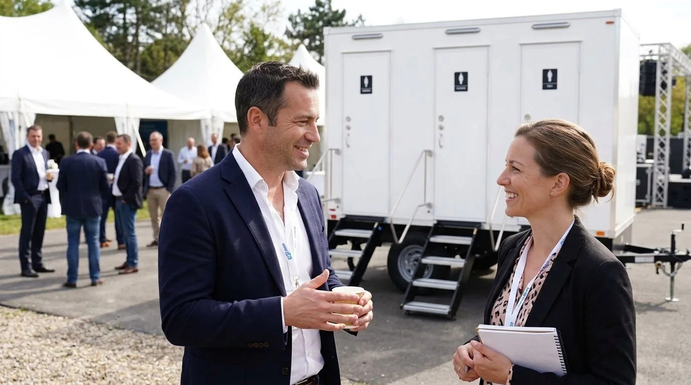 Special event luxury restroom trailer Restroom trailer rental for outdoor wedding in Buffalo, NY