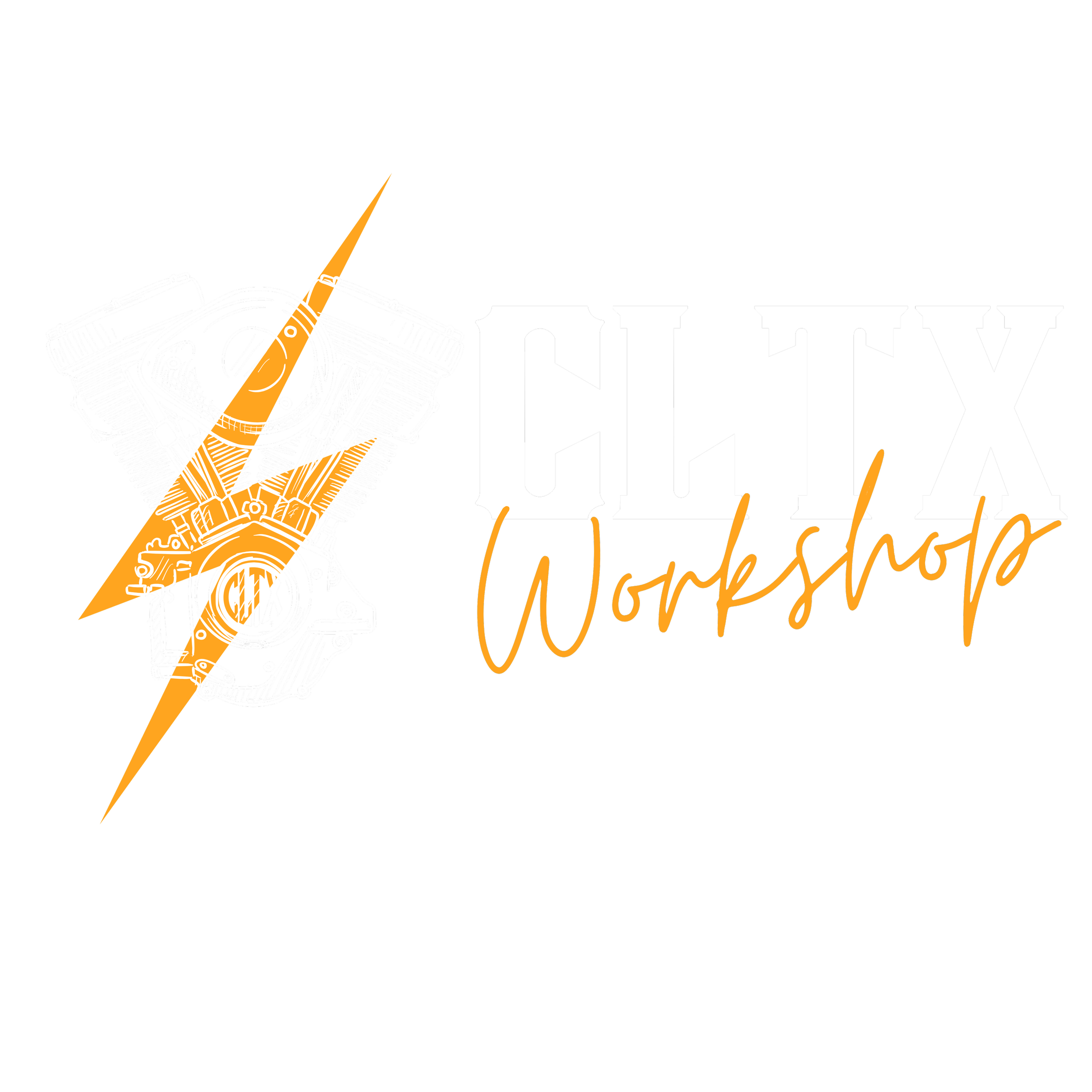 Une illustration de style graphique d'une moto avec le mot 'LUXX' en lettres blanches et un filigrane orange. La moto est dessinée en blanc avec des détails techniques. Il y a une ligne diagonale orange traversant l'image de haut en bas.
