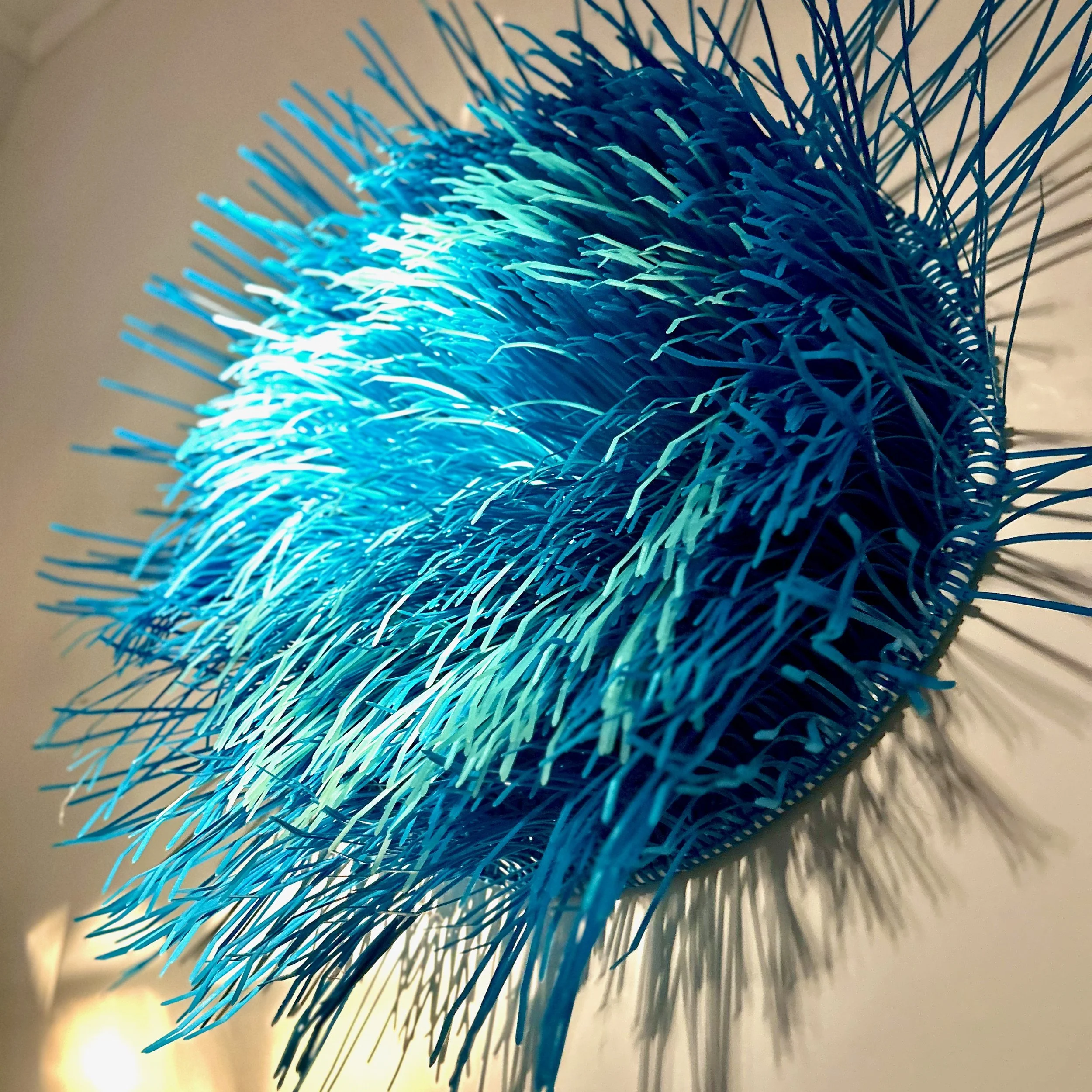 Blue Cactus Flower, 30 inch diameter x 10 inch depth