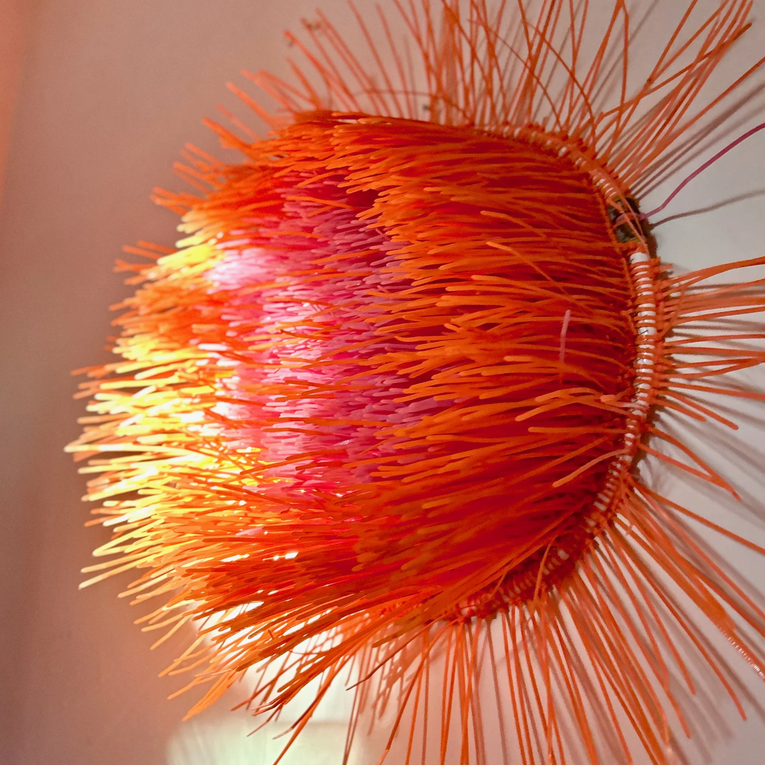 Orange Cactus Flower, 30 inch diameter x 10 inch depth