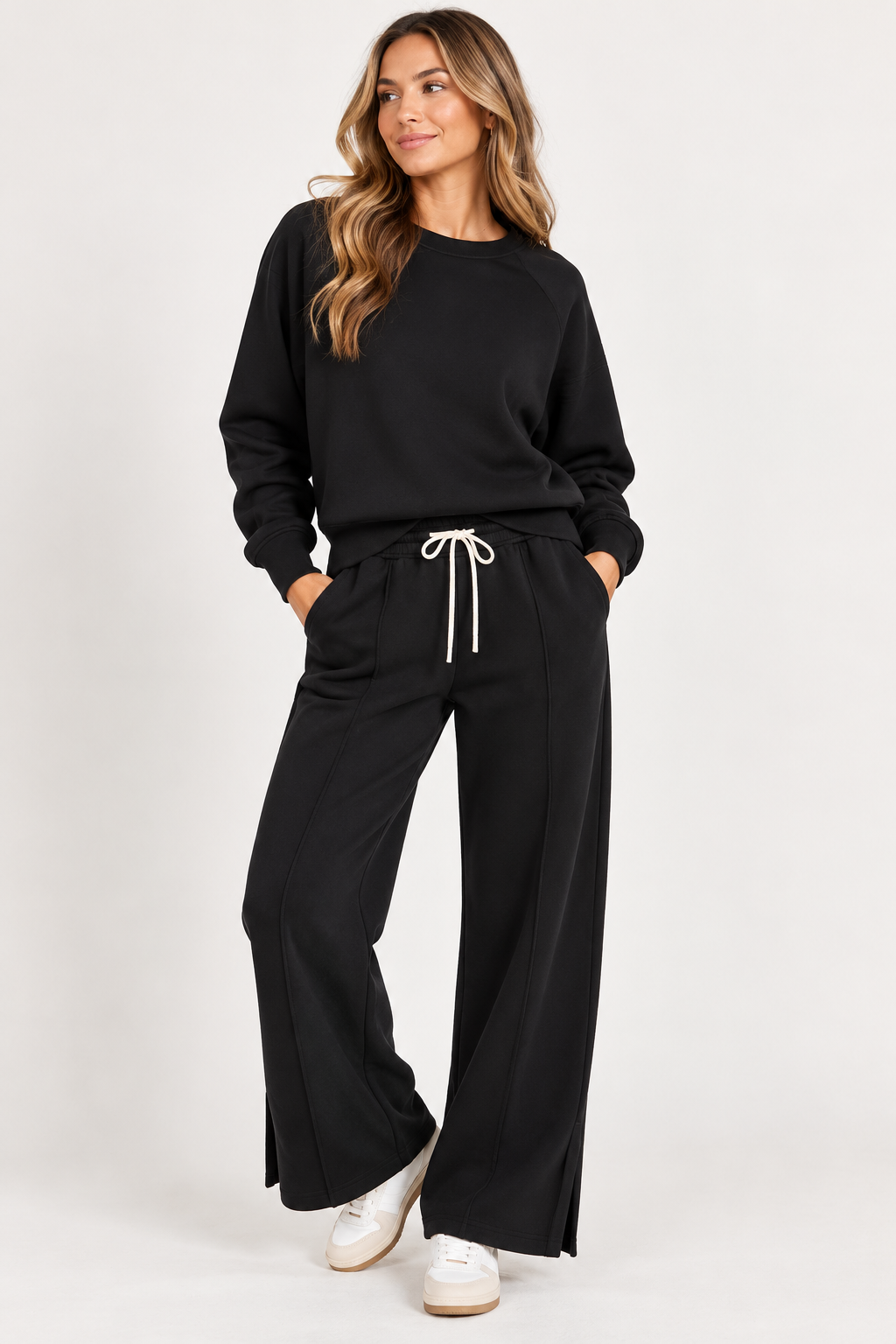 The Midnight Luxe Wide Leg Scuba Set 🖤