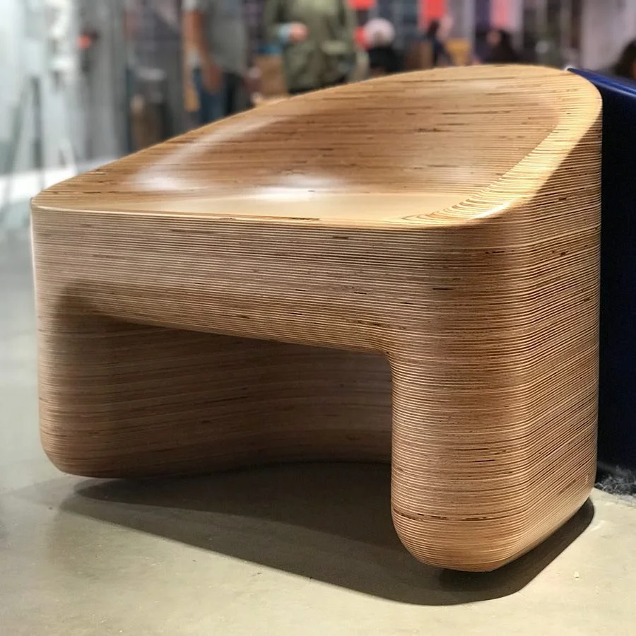 Custom stack laminated Birch plywood chairs for the new allbirds store on Spring Street.