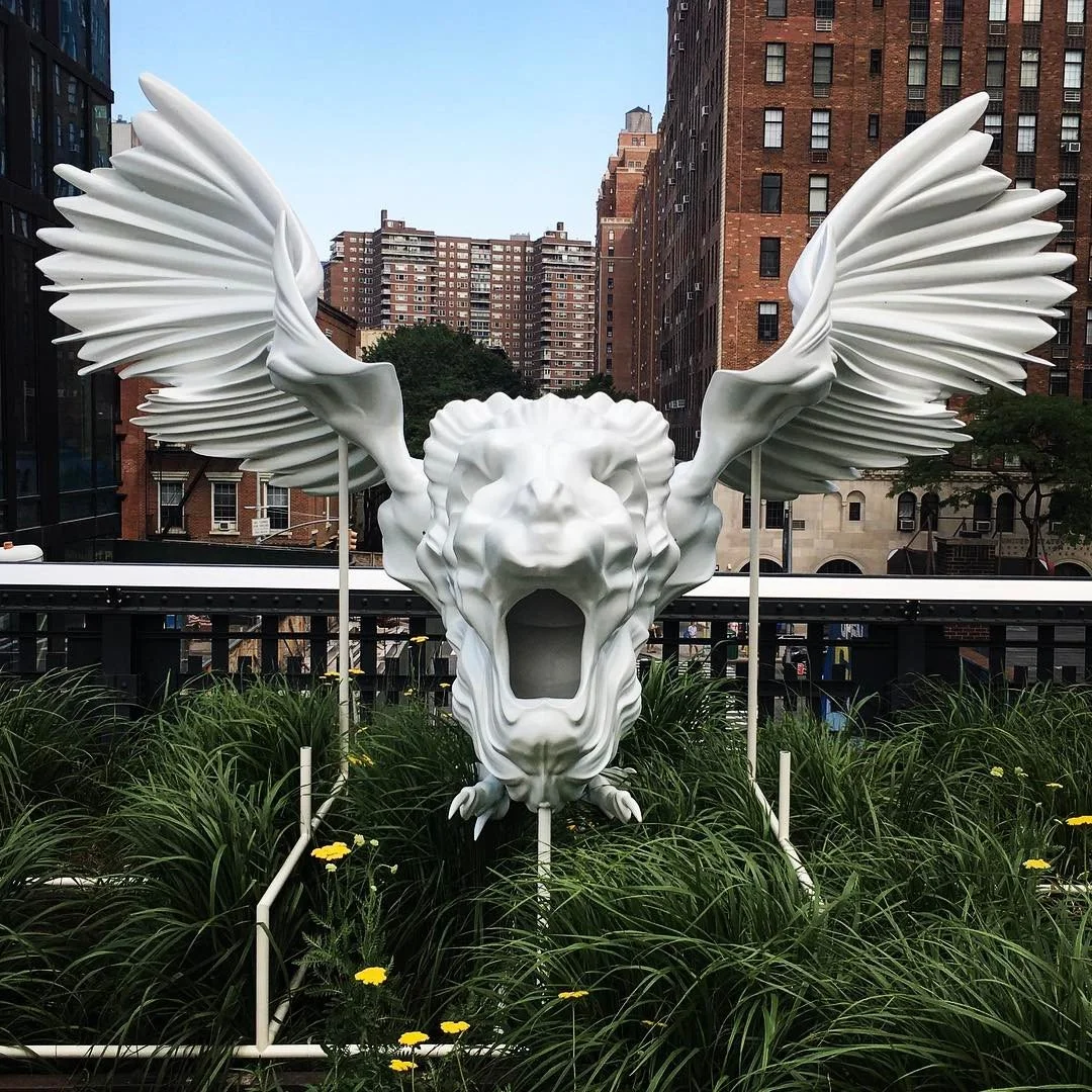 8 foot HDU griffin milled with a 6 axis robot arm and set up at the Highline in NYC.