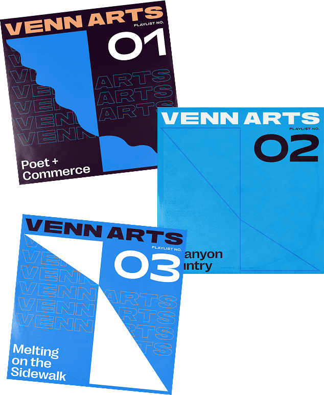 Three vinyl designs for Venn Arts Music Supervision Branding.