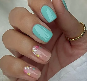 Acrylic Fashion Press On Nails Floral French Style Full Cover Detachable Art Manicure Women