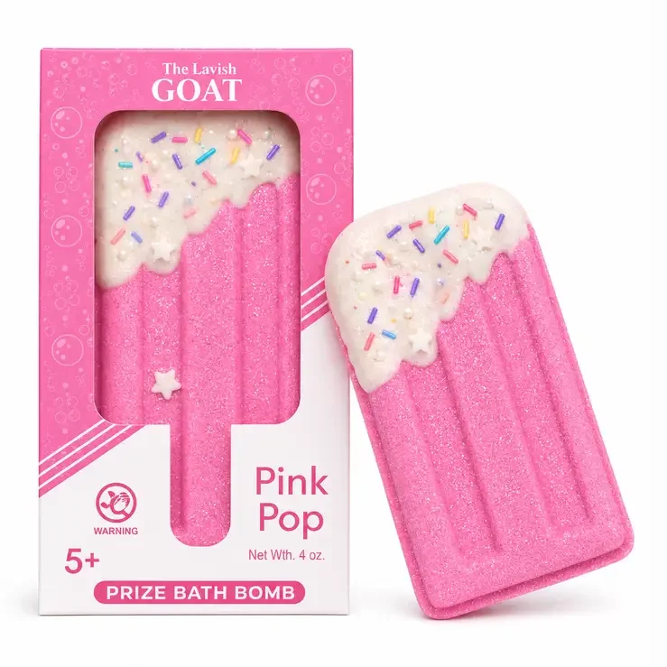Gift-inside Pink Popsicle Bath Bomb – Strawberry Milkshake Scent