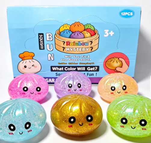 Glitter Squishy Bun Stress Relief Fidget Toy
