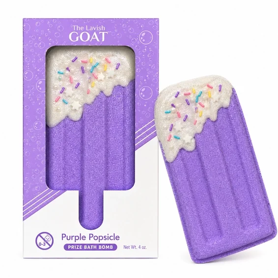 Gift-inside Purple Popsicle Bath Bomb – Grape Candy Scent