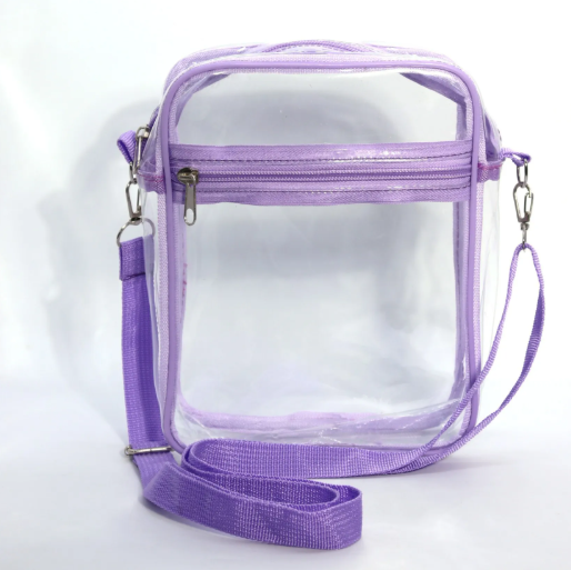 Transparent Crossbody Bag Clear PVC Waterproof Stadium Approved Shoulder Bag With Adjustable Strap Zippered Closure